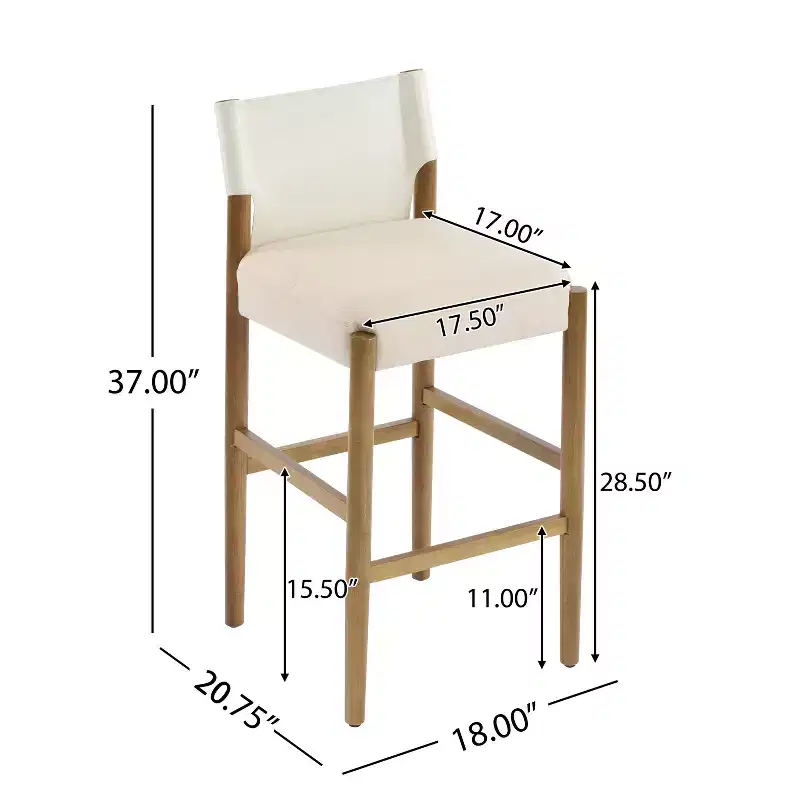 Christopher Knight Home Pedro Modern Upholstered Rubberwood Bar Stools with Faux Leather Backrest (Set of 2)