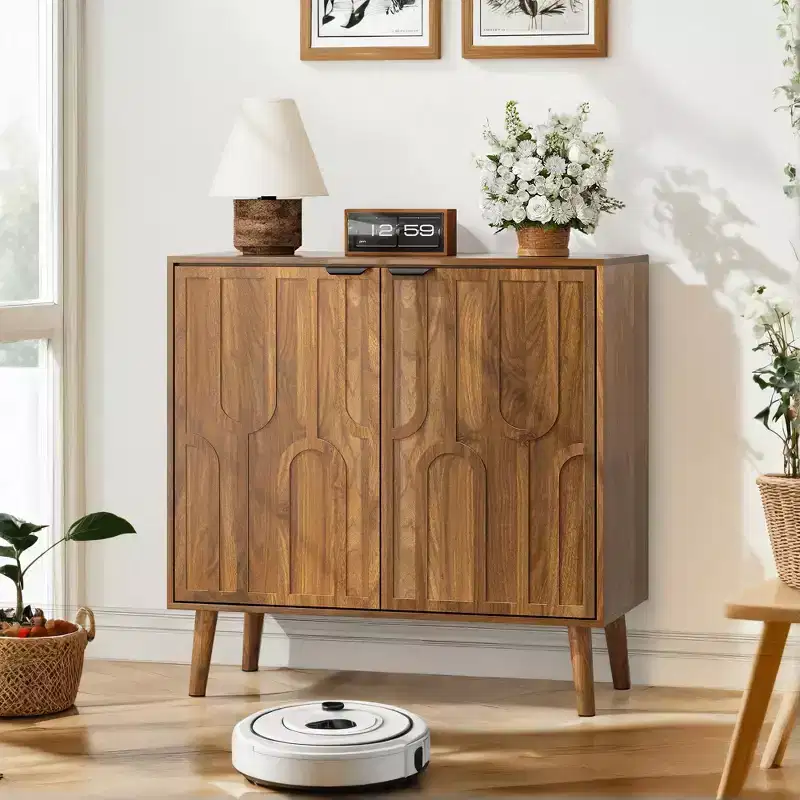 Farmhouse Storage Cabinet with 2 Doors and Adjustable Shelf, 31.5''W