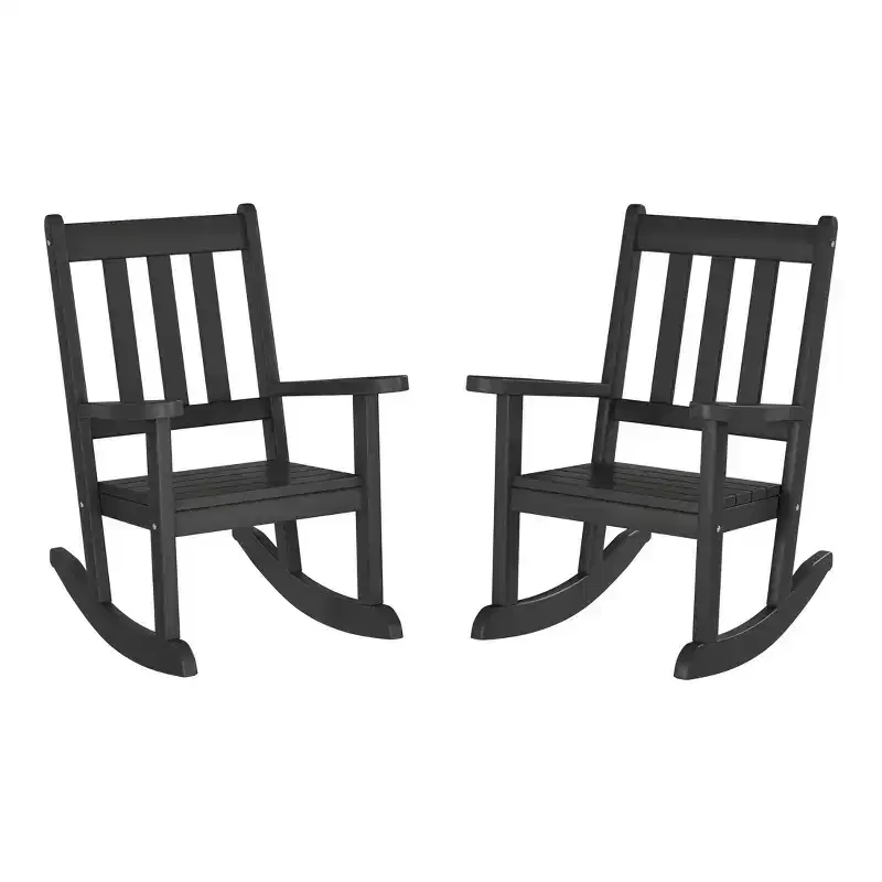 WestinTrends Malibu Outdoor HDPE Plastic Preschool Toddler Rocking Chairs (Set of 2)