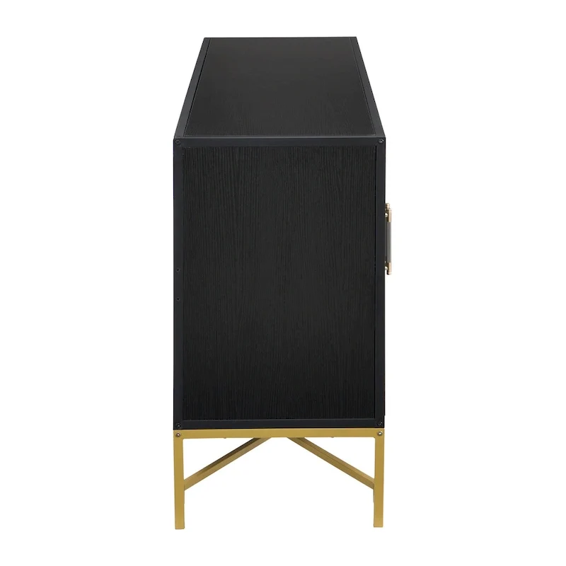 Sideboard Cabinet with Metal Handles, Entryway Storage Cabinets with Shelves, Buffet Cabinet with Metal Cross Leg