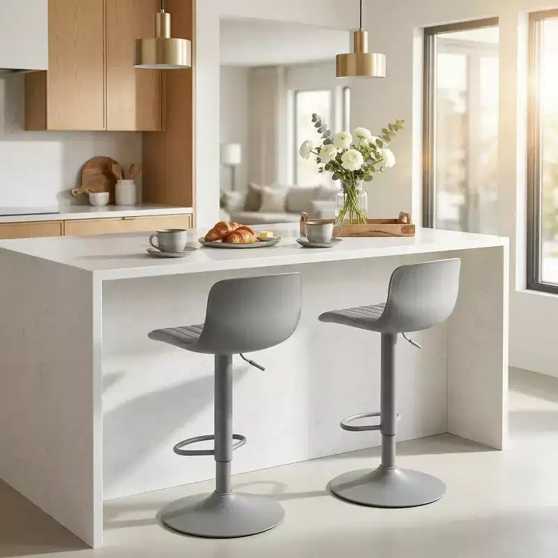 FurnitureR 2PC Adjustable Height Bar Stools, Modern Swivel Barstools with Footrest, Counter Height Bar Chairs for Kitchen Island Pub Home Bar
