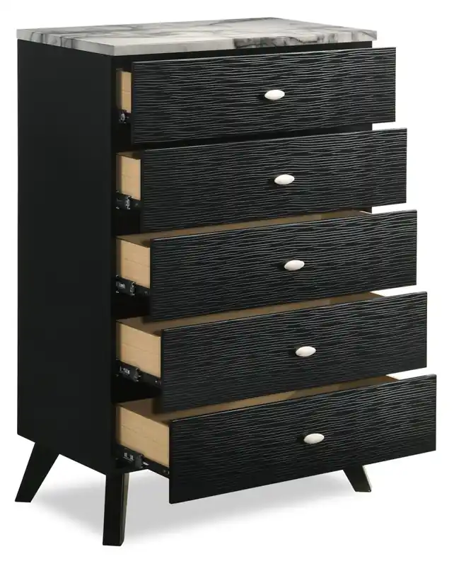 Bedroom Chest of Drawers, 5-Drawer, 32.4W x 48.3H, Mid-Century Modern