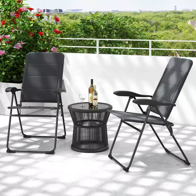 Costway 2PCS Patio Folding Chairs Back Adjustable Reclining Padded Garden Furniture