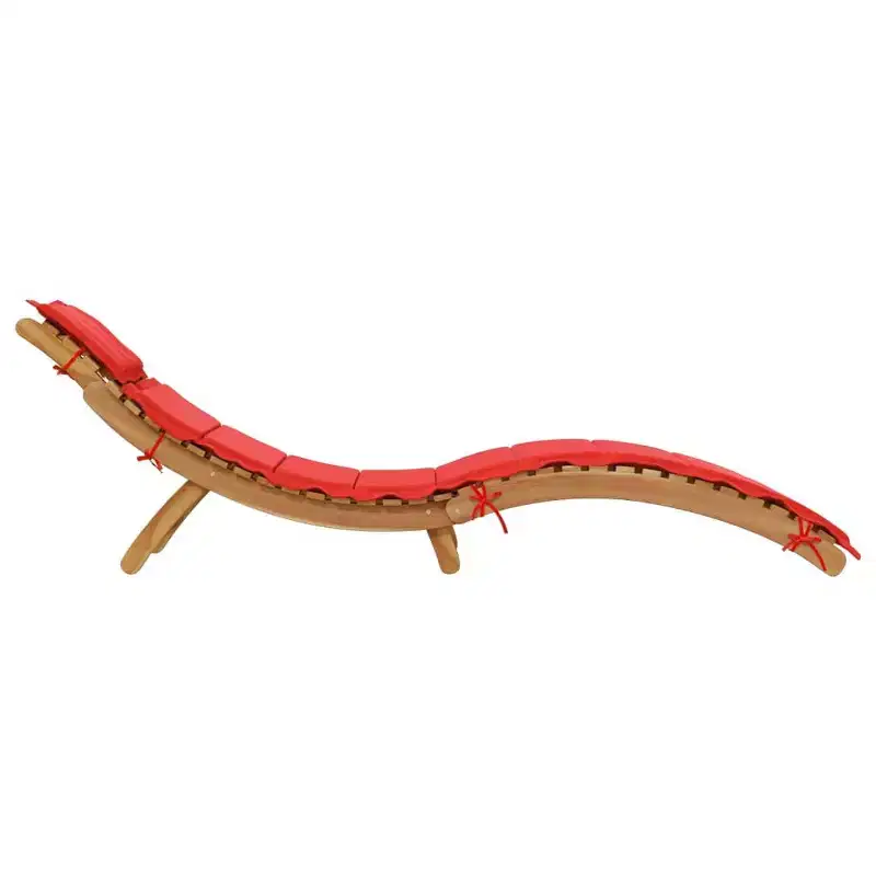 vidaXL Patio Sunlounger Set of 2 Red, Natural Solid Acacia Wood, Polyester