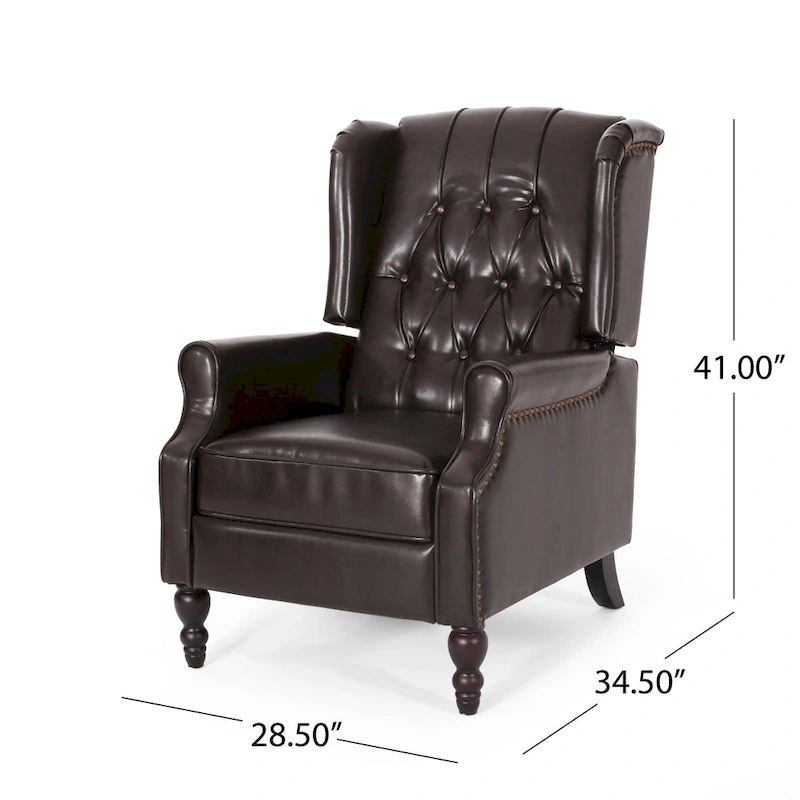 Walter Classic Tufted Bonded Leather Recliner Set (2-Piece) with Nailhead Trim by Christopher Knight Home