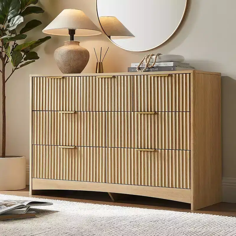 7-Drawer Dresser with Fluted Front and Metal Handles