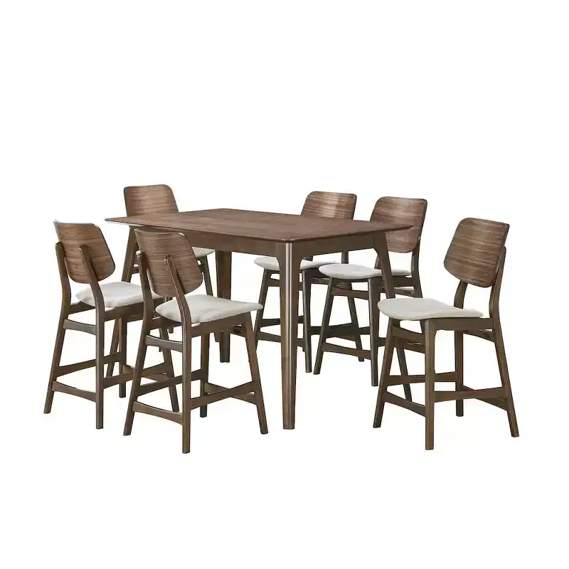 New Classic Furniture, Oscar 7-piece Wood Counter Dining Set in Walnut