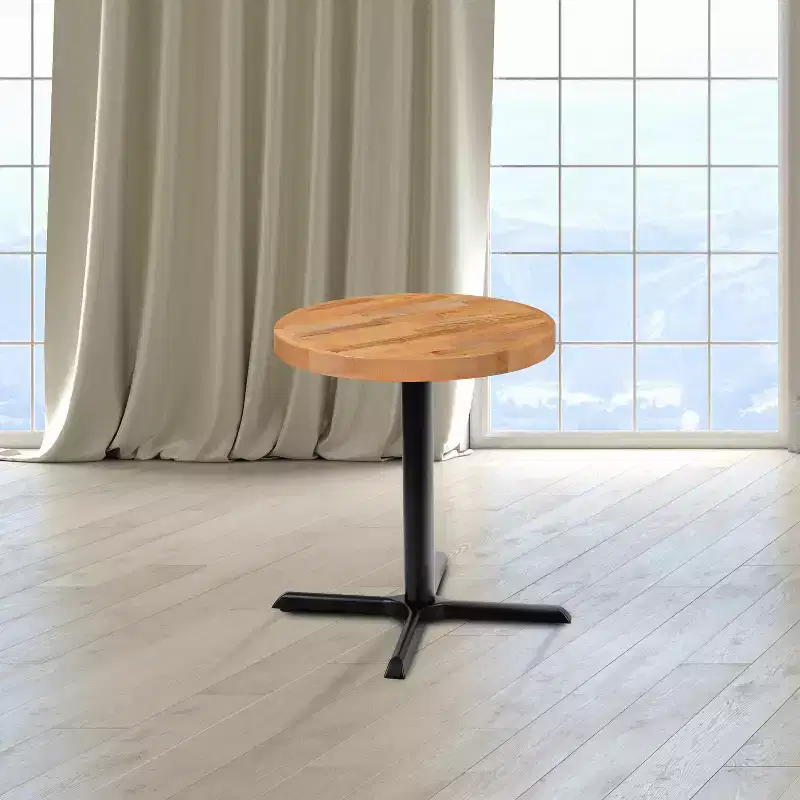 Emma and Oliver Round Butcher Block Style Table Top - Restaurant Table Top