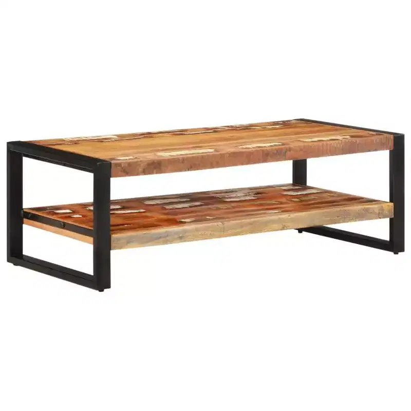 XL Coffee Table Mixed Solid reclaimed wood and powder-coated iron