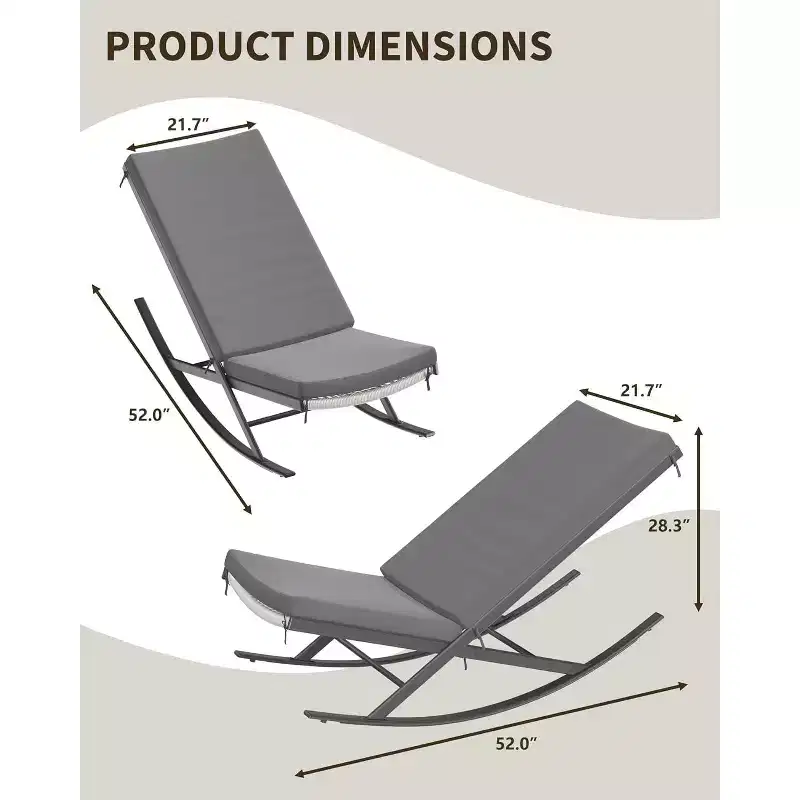 Summit Adventure Outdoor Rocking Papasan Chair  Patio & Indoor Recliner with CushionGrey