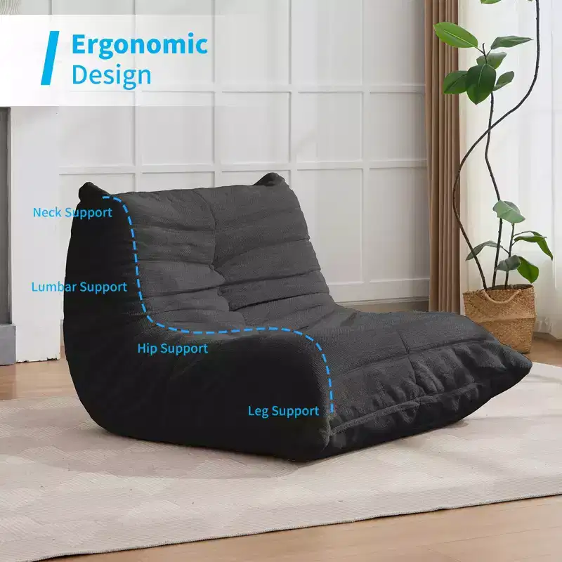 Mjkone Bean Bag Chair, 41 W Lazy Floor Sofa Couch Chair for Adults,Yellow/ White/Gray