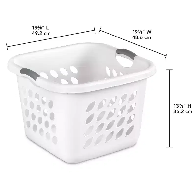 Sterilite Square Laundry Basket, 1.5 BushelHamper with Handles, White, 8 Pack