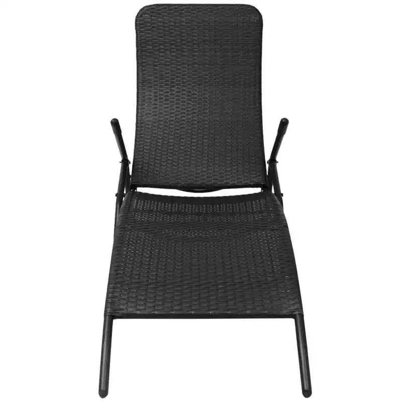 vidaXL Sun Lounger Poly Rattan, Powder-Coated Steel Medium