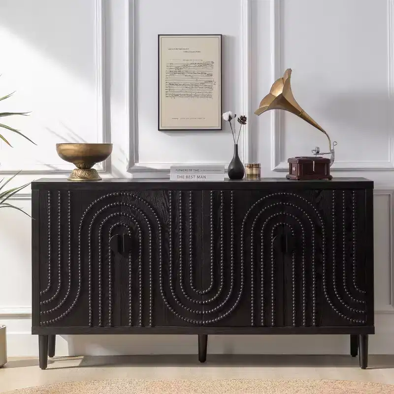 Modern Sideboard Cabinet with 4 Doors and 4 Shelves for Living Room or Dining Room