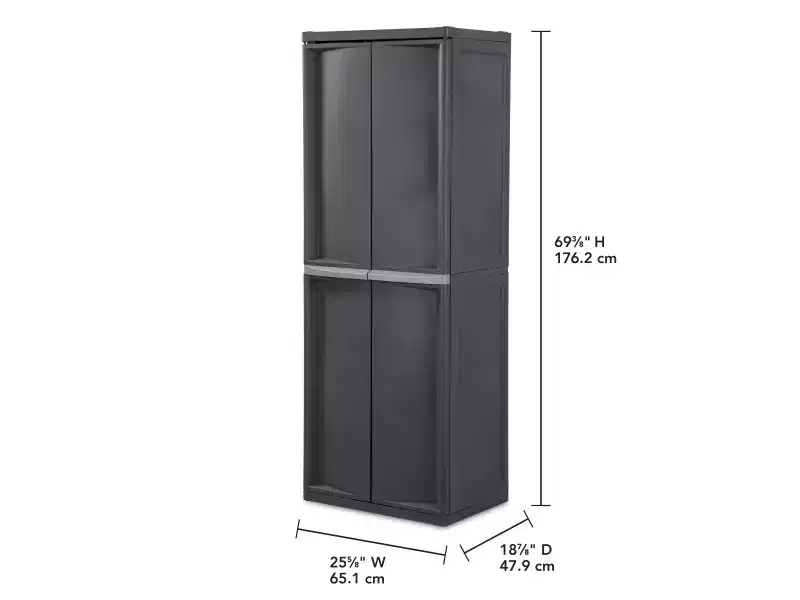 Sterilite 2 Pack Adjustable 4-Shelf Garage Storage Cabinet Bin Organizer, Gray