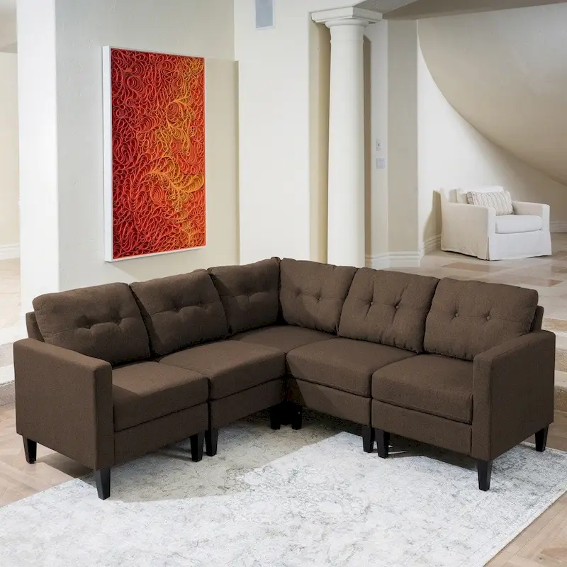 Emmie Mid-century Modern 5-piece Sectional Sofa Set by Christopher Knight Home