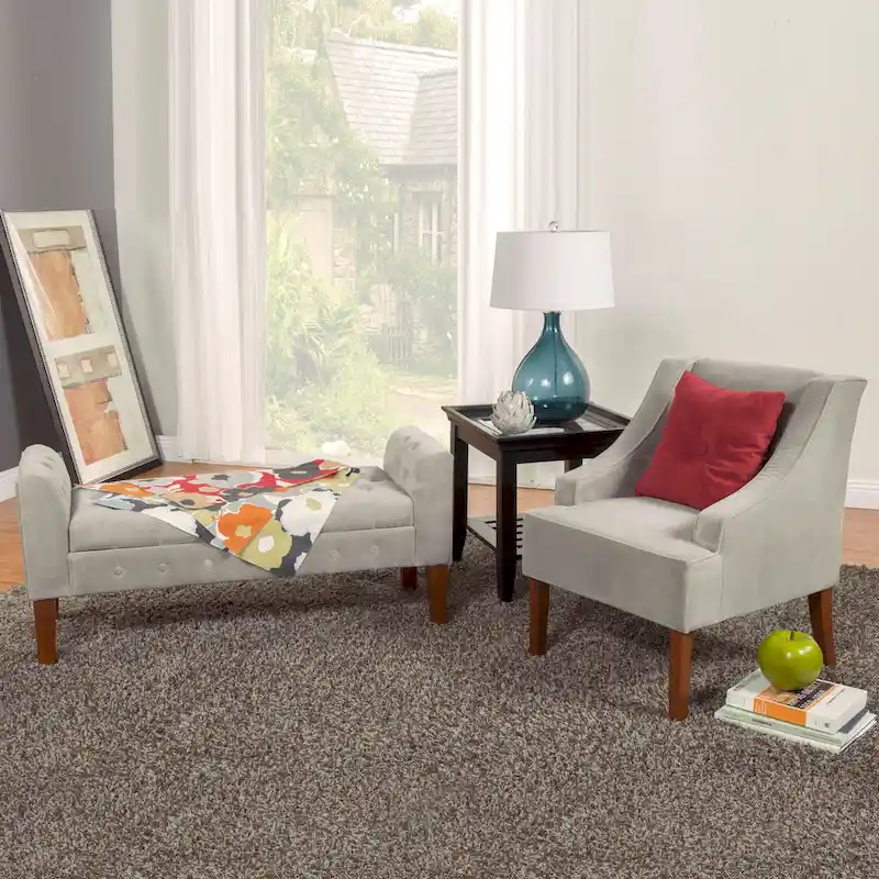 ArumDove Grey Velvet Settee-style Storage Bench