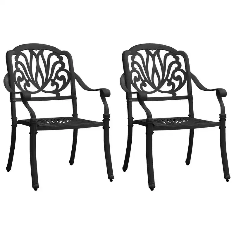 vidaXL Garden Chair Set of 2 Bronze Cast Aluminum Standard Tough