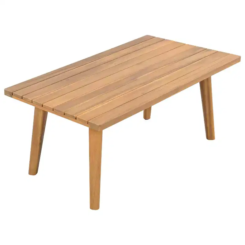 Christopher Knight Home Muhin Modern 3 Piece Acacia Patio Seating Set with Cushion and Rectangular Slatted Table