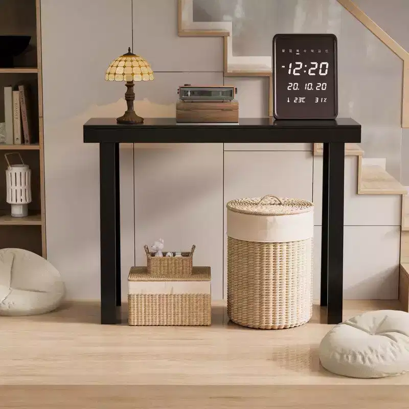 Black Pine Wood Console Table for Entryway or Hallway – 1-Person Use