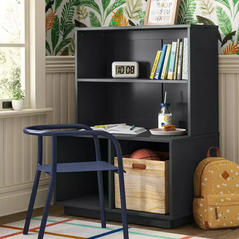 Modern Modular Kids' Bookcase Dark Gray - Pillowfort™: 4-Shelf Vertical Bookshelf, MDF Frame, 38 Height