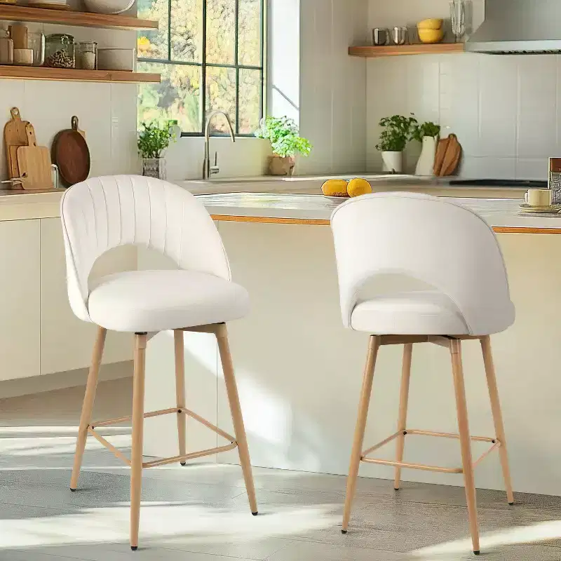 Vatros Counter Height Stools, Swivel Barstool, FSC Certified Upholstered Bar Stools
