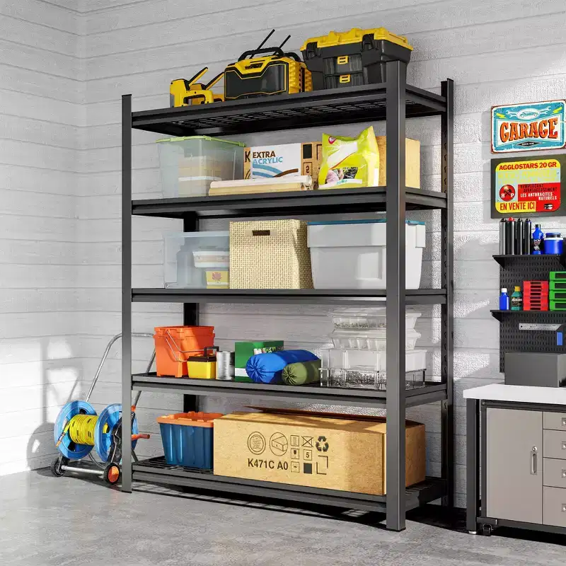 5-Layer Metal Multi-Purpose Storage Rack, Boltless Storage Rack with Gourd Hole Design