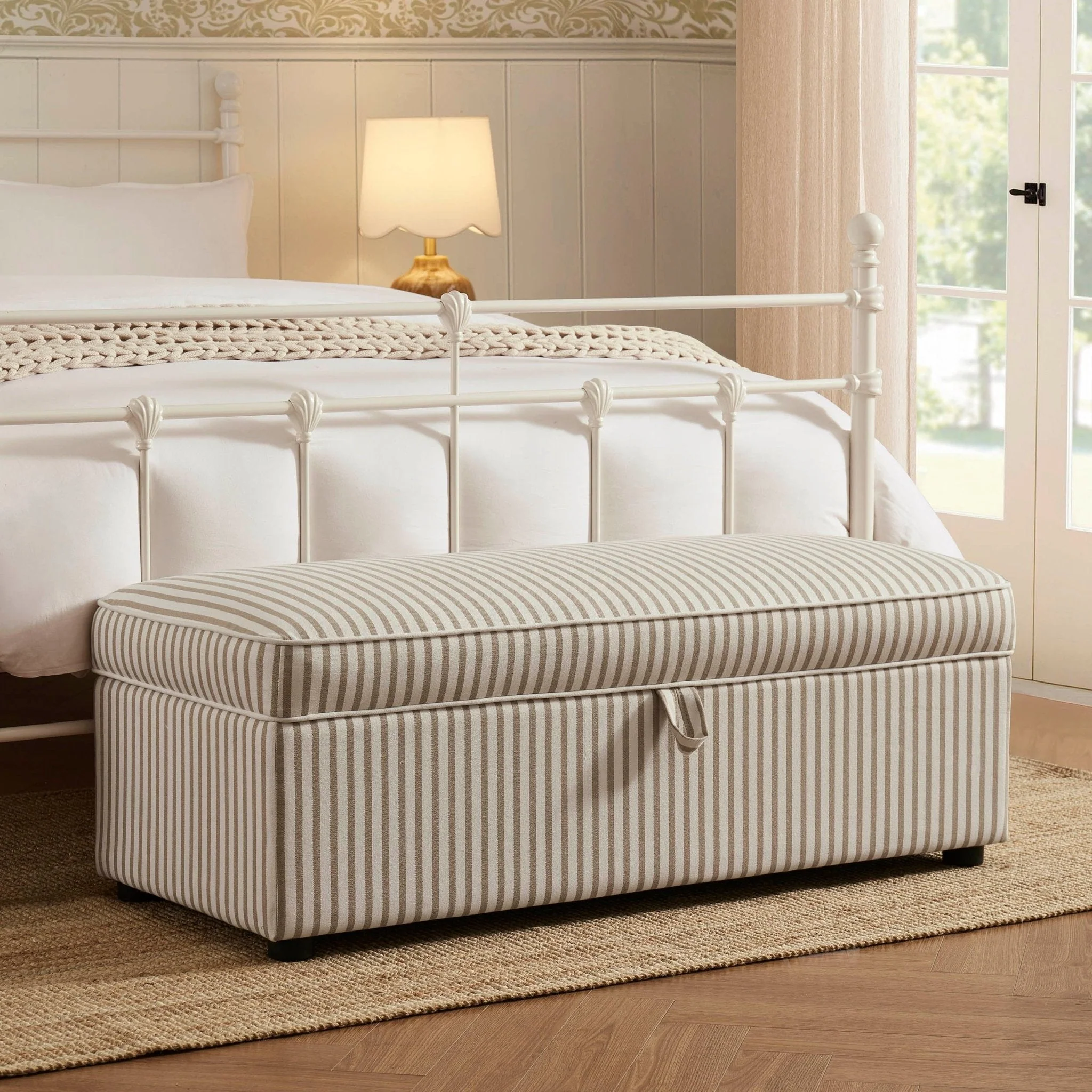 Rectangle Ottoman Storage - Sand Stripe