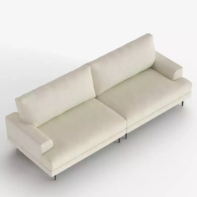 86.61 Modern Cotton Sofa 3 Seater Couch with Down Filled Back Cushions Deep Seat Furniture for Living Room Beige Gaoyangjiaju