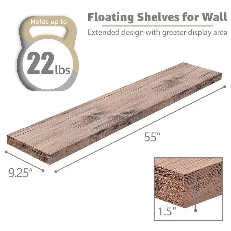 Sorbus 2 Pack 55 Inch Wall Mounted Floating Shelves - for Bathroom, Wall Decor for Bedroom, Kitchen, Living Room, Book Storage