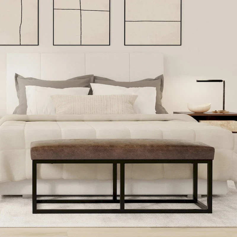 44 inch Wide Contemporary Rectangle Ottoman Bench - 14.6 D x 44 W x 18.5 H