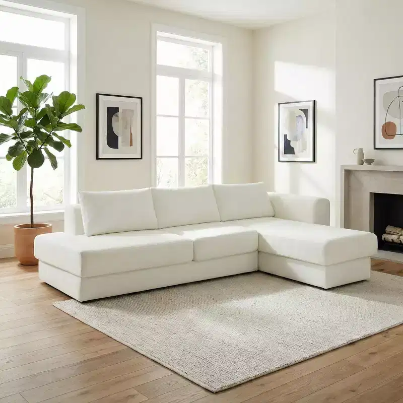 Christopher Knight Home Orai Modern 113 L-shaped Chenille Upholstered Sectional Sofa with Double Layer Cushions