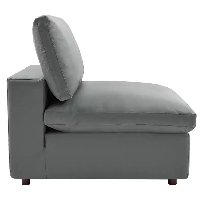 Down Filled Overstuffed Vegan Leather Armless Chair