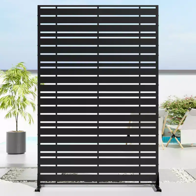 72 H47W Dovelina Black Metal Planter Box with Trellis Privacy Screen for Caf Patio,Garden & Balconies