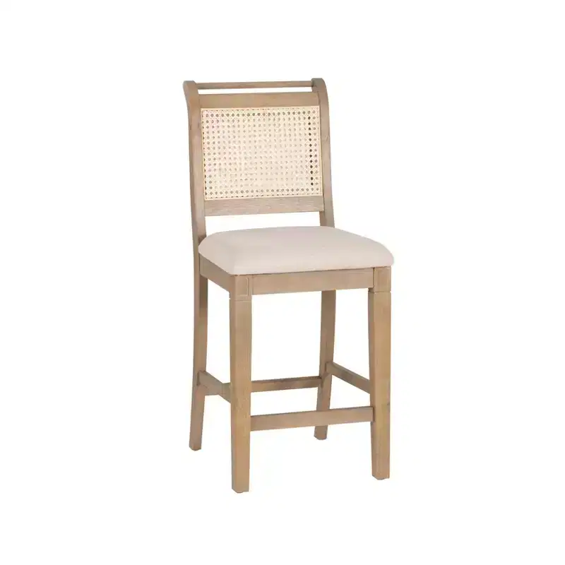 Linon Emmy Cane Counter Height Barstool Natural