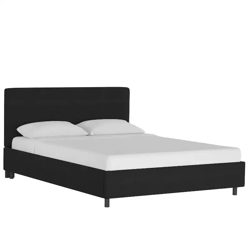 Solid Woven Upholstered Platform Bed Twill