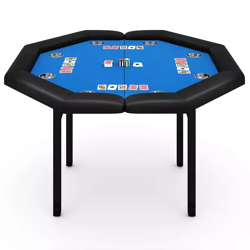 48 Folding Poker Table  Octagon Game Table with Padded Rails, Stainless Steel Cup Holders, Collapsible Legs  8 Players for Texas Hold'em Games