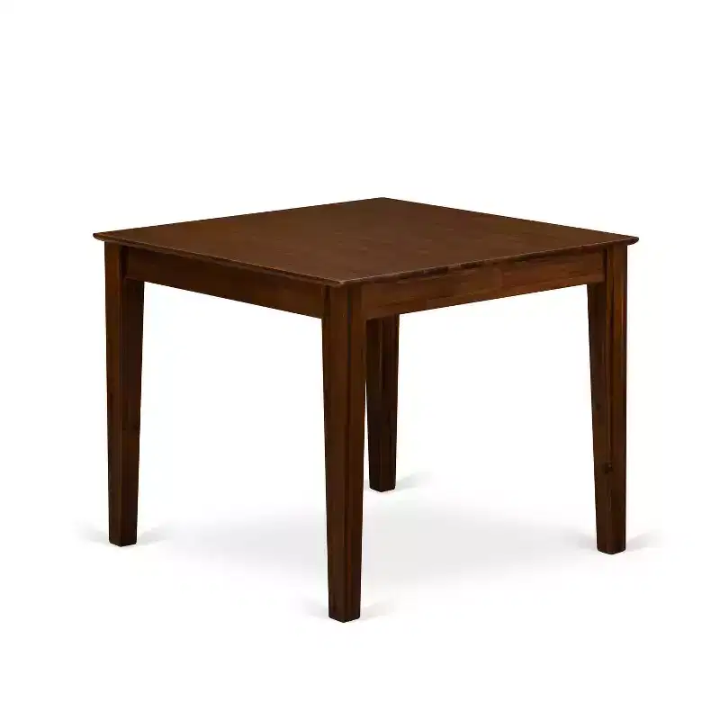 5-Piece Antique Walnut Finish Solid Wood Top - Square Upholstered Dining Room Set - Seats 4
