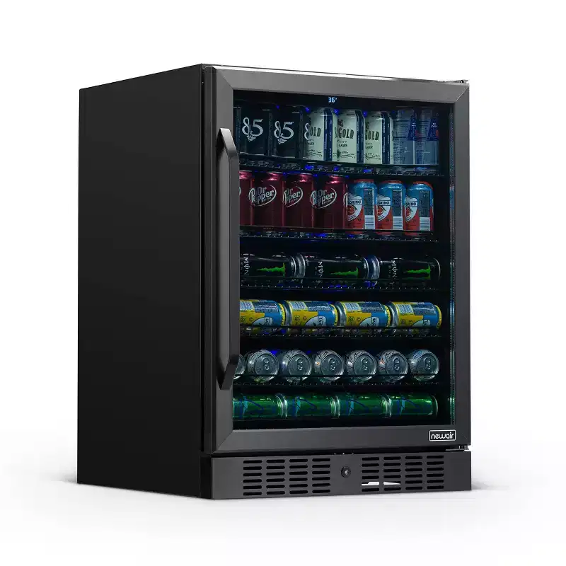 Newair 177-Can Built-In Black Beverage Fridge - 24