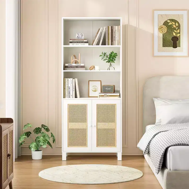 Okak Minimalism Sideboard Buffet Cabinet, Accent Cabinet with 2 Doors and 5 Shelves, Storage Cabinet for Living Room, Entryway, Hallway