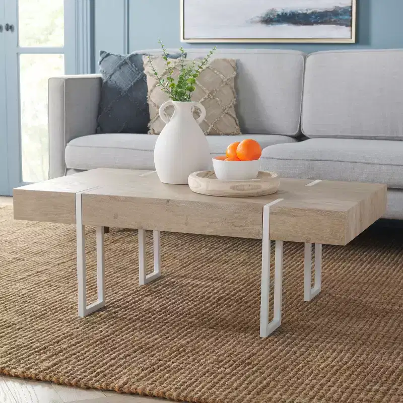 Aberton Coffee Table - COF7009A - Natural/White - Safavieh