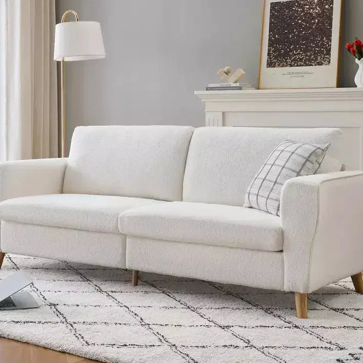 84 Modern Sofa, 3 Seater Upholstered Sofa with Streamlined Arms, Deep Seat Sleeper Sofa for Living Room Bedroom Apartment