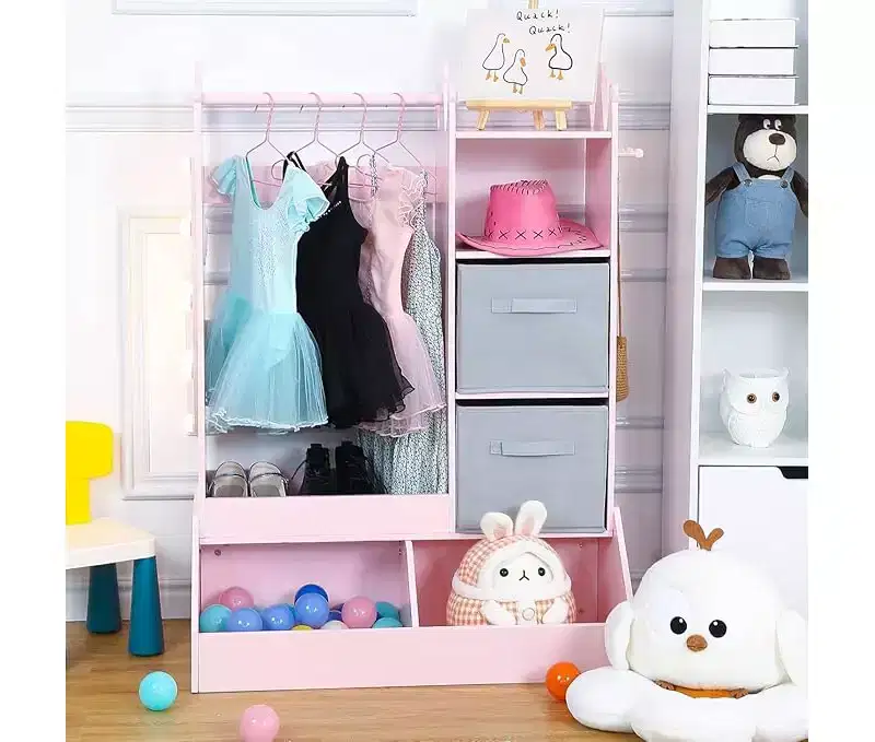 Kids Dress-Up Storage Wardrobe with Mirror