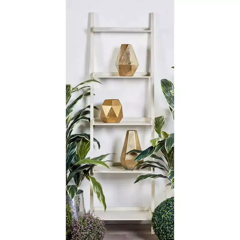 69" Farmhouse Pine Wood Leaning Shelf White - Olivia & May: 5-Tier Storage, No Tools Assembly