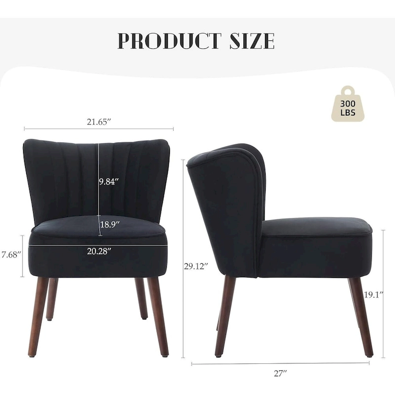 Modern Velvet Accent Chair, Soft Upholstered Living Room Chair with Wooden Legs