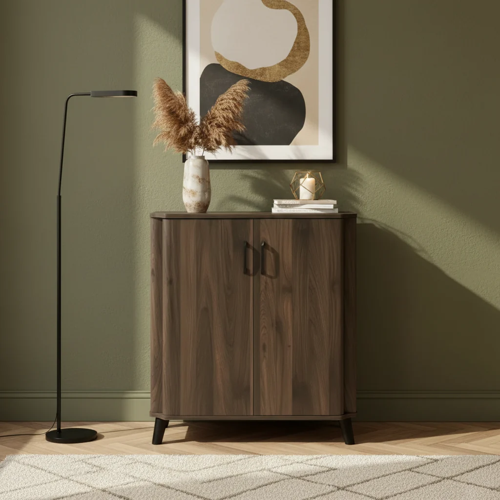 31.5 W Accent Cabinet with Doors, Mid-Century Storage Cabinet for Living Room, Dining Room, Entryway, Dark Oak