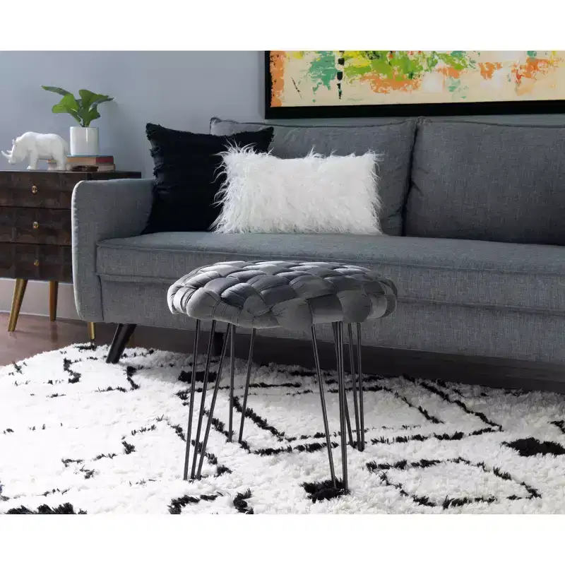 Mylie Round Ottoman Stool - Linon