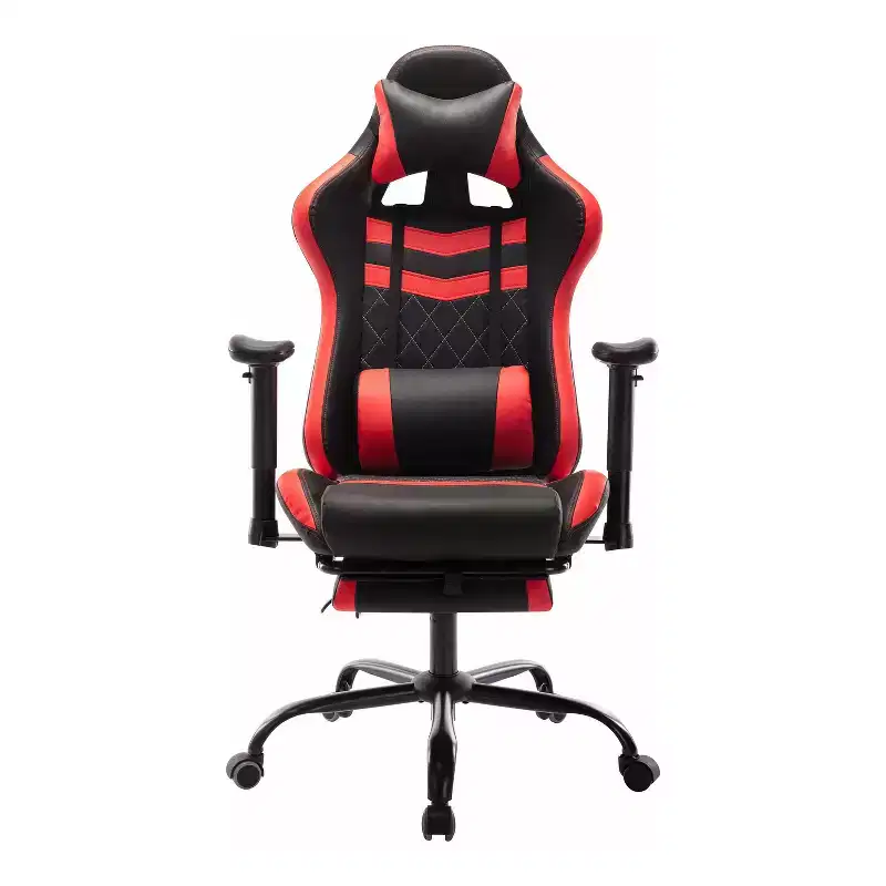 24/7 Shop At Home Finn Racing Adjustable Pillow and Leg Support Gaming Chair