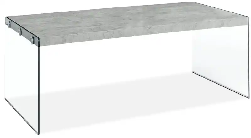 44 Modern Coffee Table - Cement Grey with Glass Legs