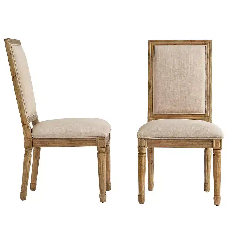 Aramis Rectangular Linen and Wood Dining Chairs (Set of 2) - iNSPIREQ